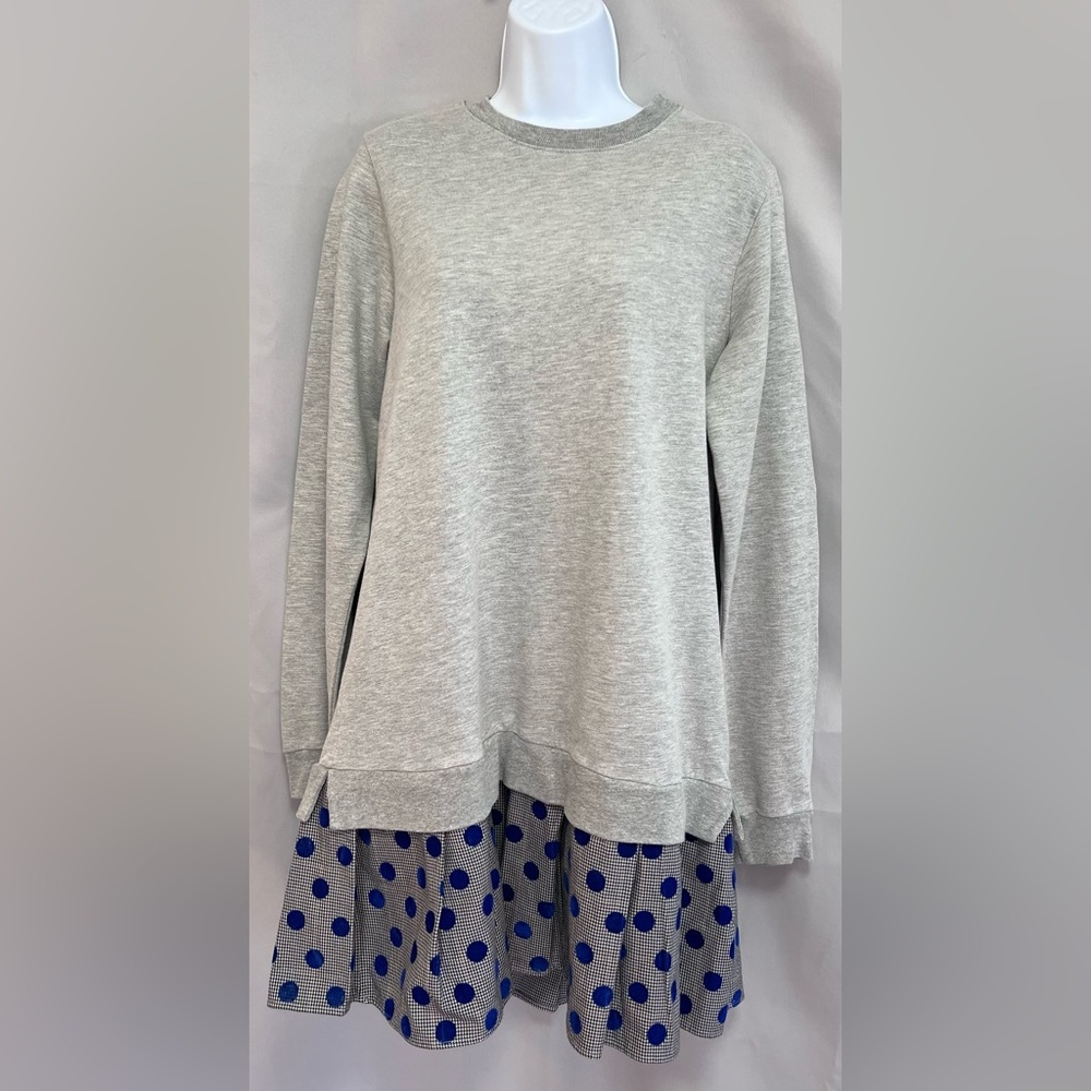 Clu Too Sweater Dress Large Gray Mixed Media Layered Pleated Long Sleeve Women’s